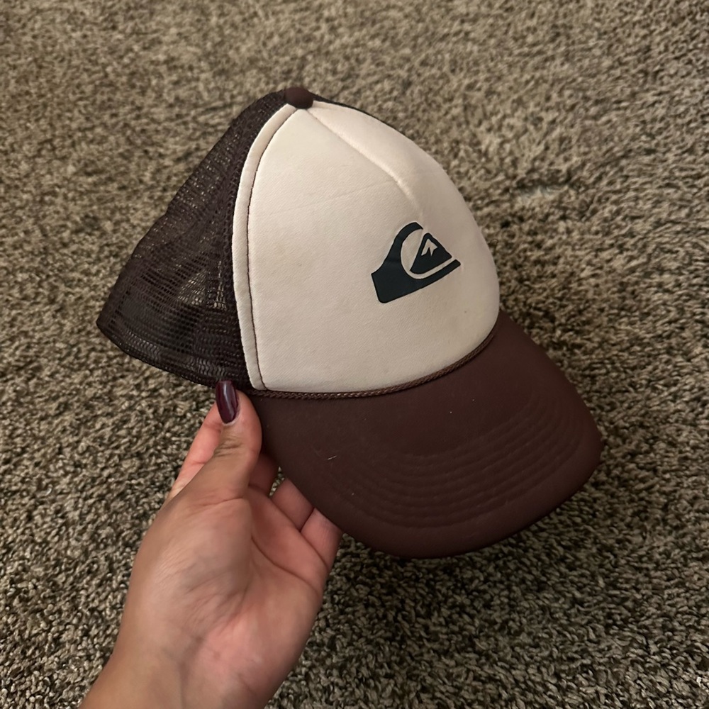 Vintage Quicksilver Brown and Tan Trucker Hat